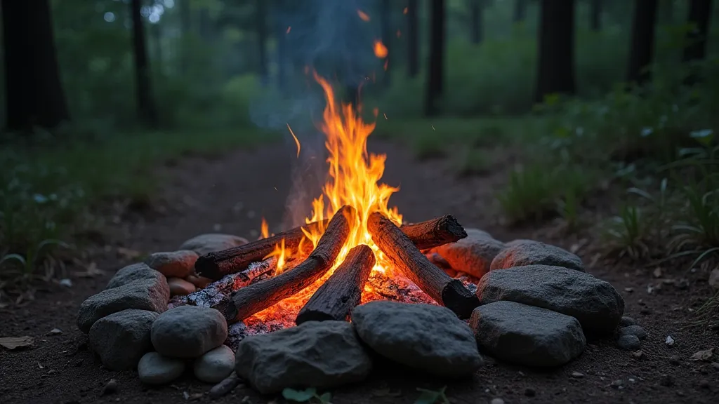 Nearly extinguished campfire