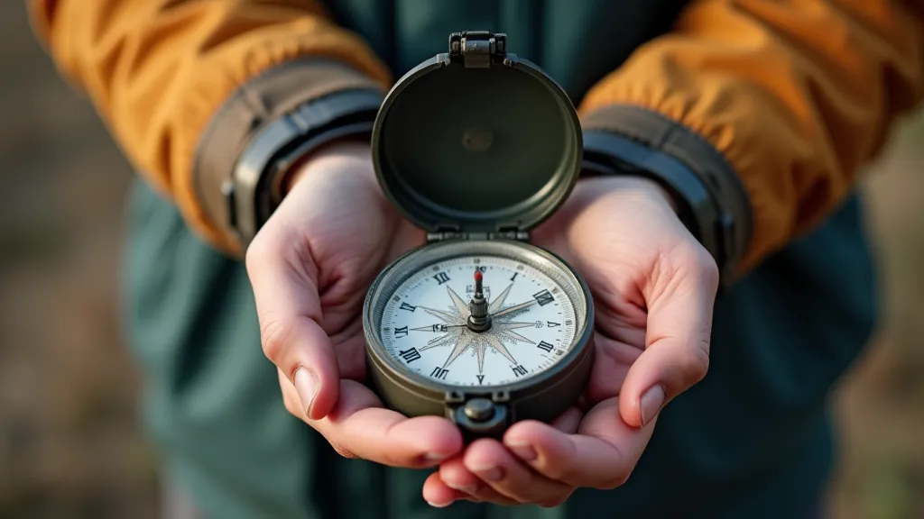 Person demonstrating how to hold and read a compass