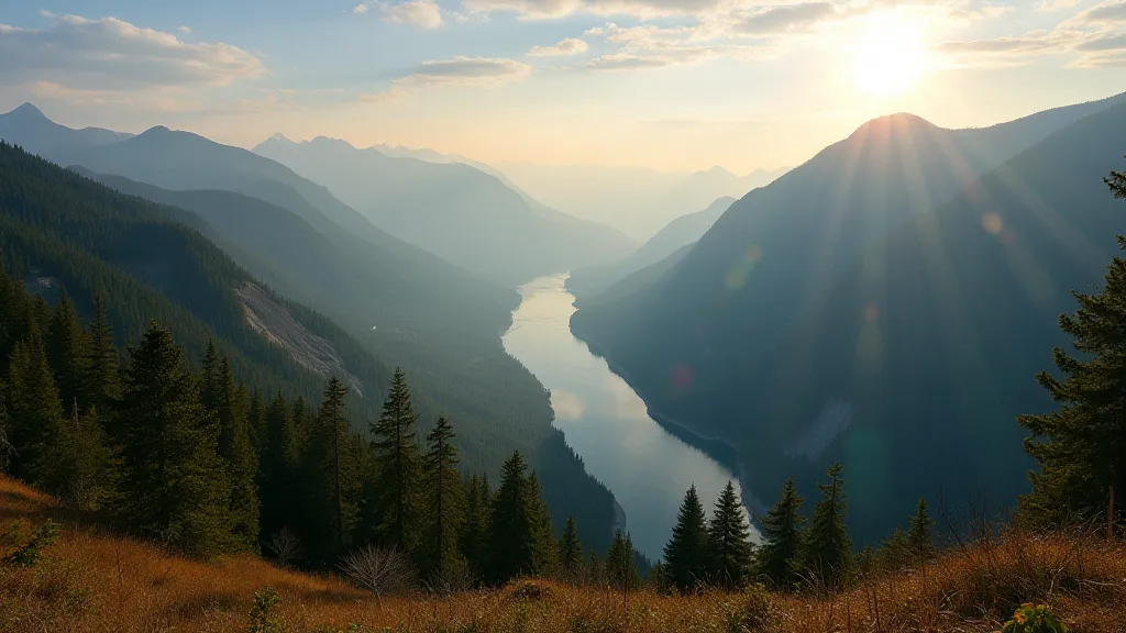 View of Copper River Canyon with winding river and forested slopes