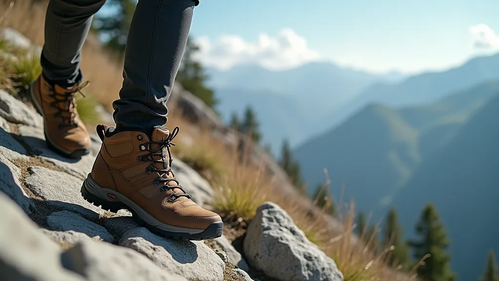 Hiker scrambling on a difficult trail