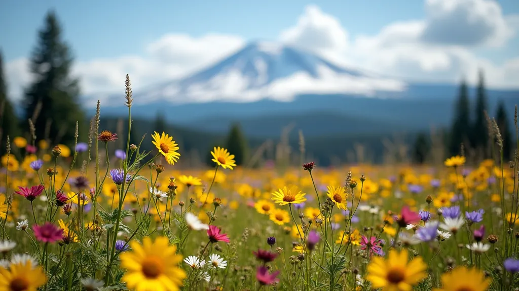 Wildflowers with Mount Rainier