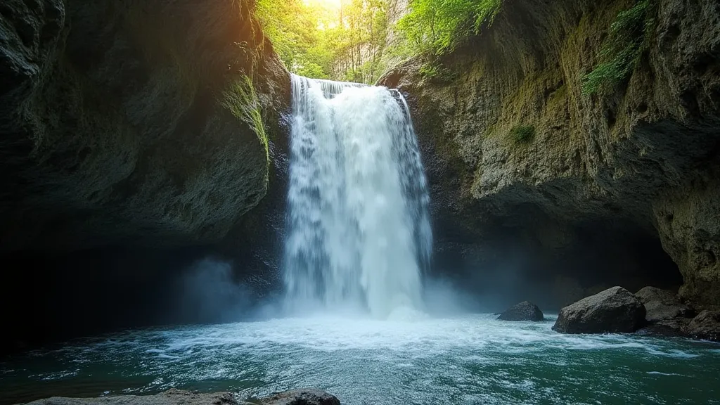 A waterfall in the Flume Gorge.