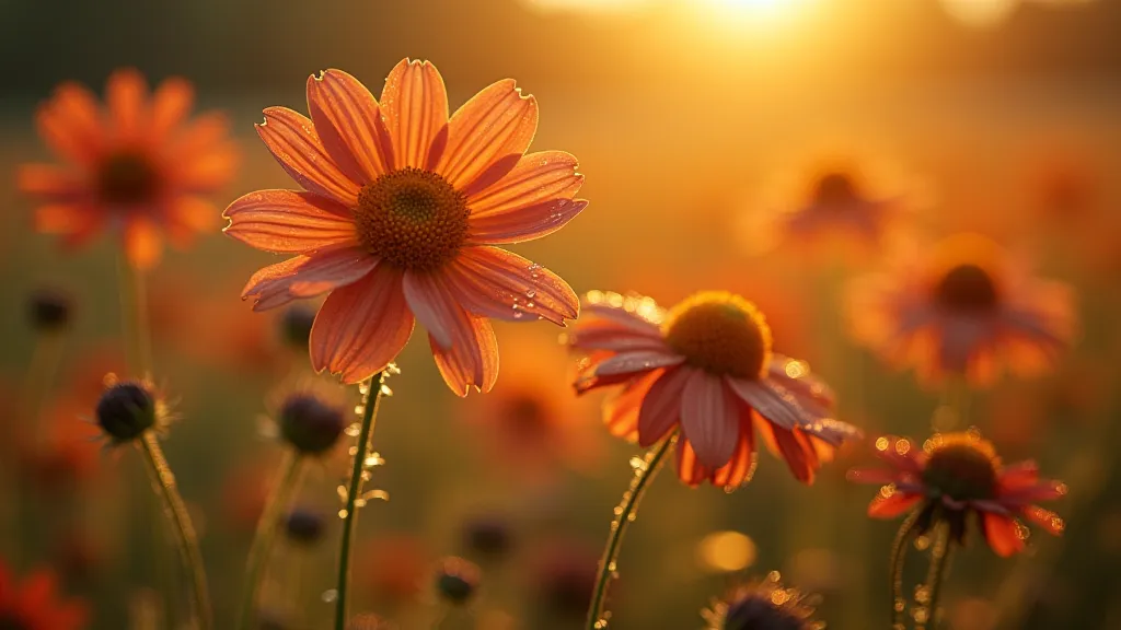 Wildflowers in the golden hour light
