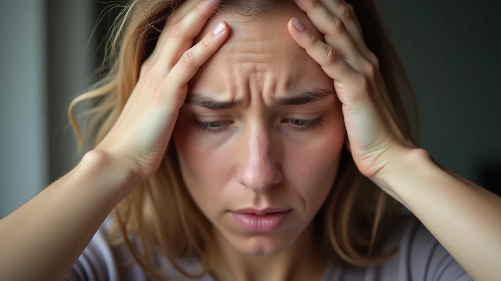 Person holding forehead with a concerned expression