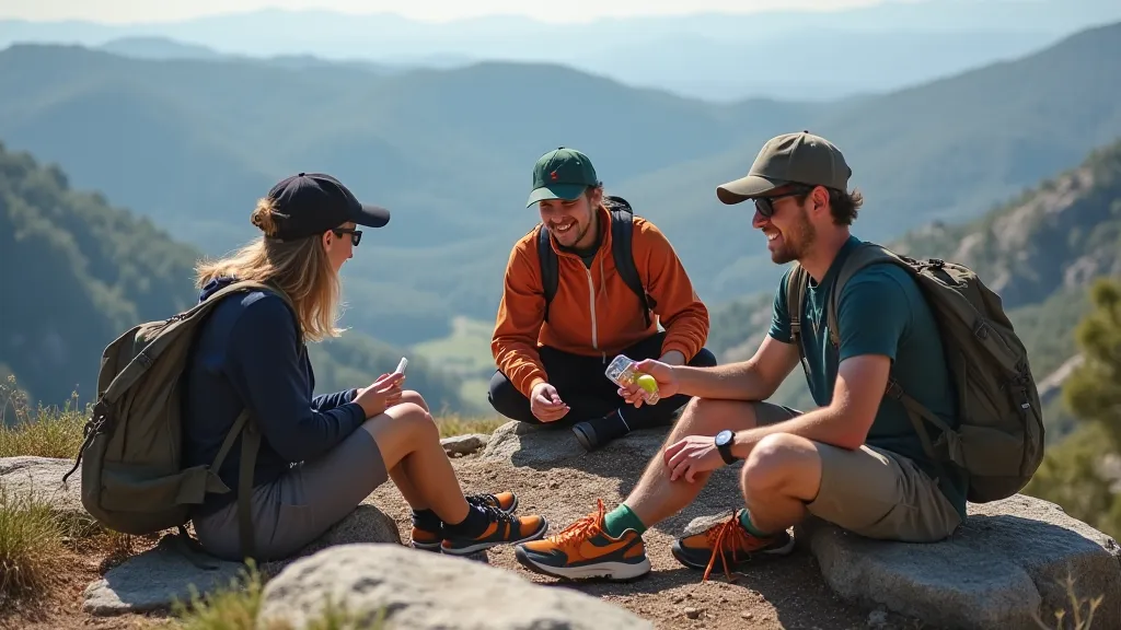 Hikers taking a break during a hike