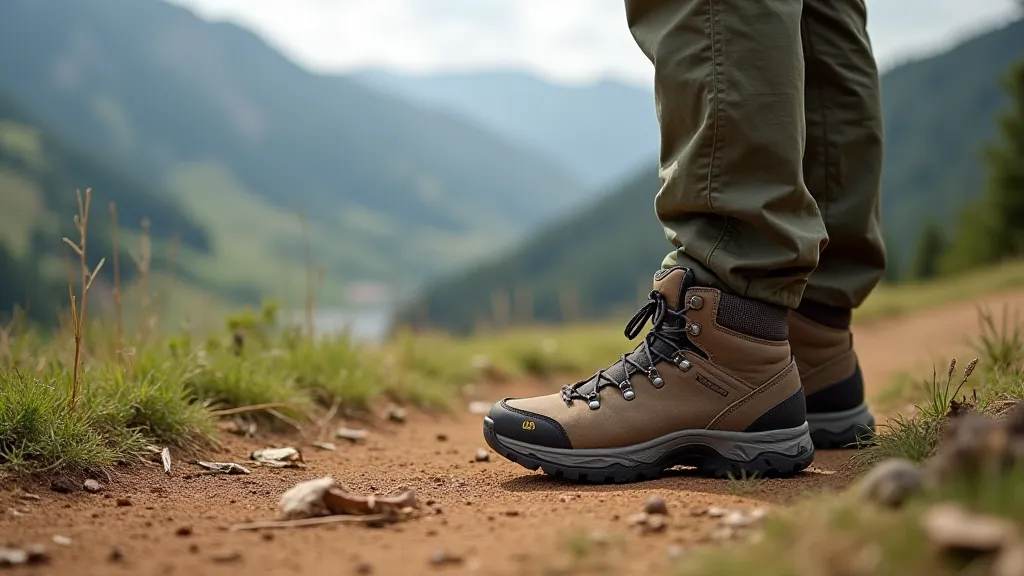 Person hiking in Merrell boots
