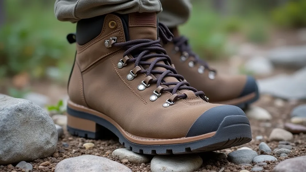 Close-up of a hiking boot on the PCT