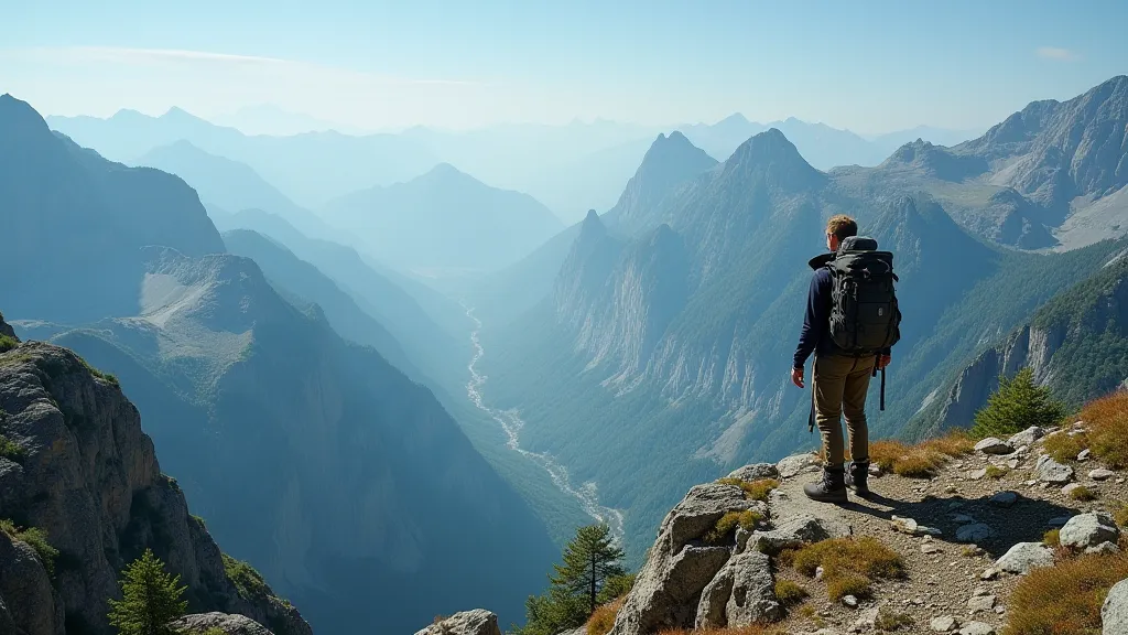 Hiker enjoying a vista on the PCT