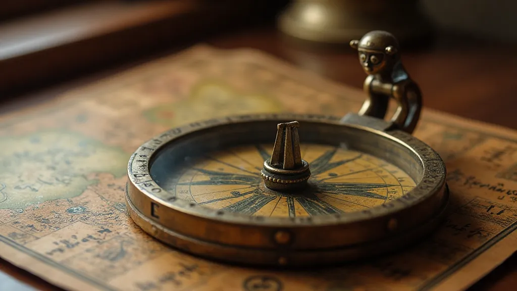 Antique brass compass