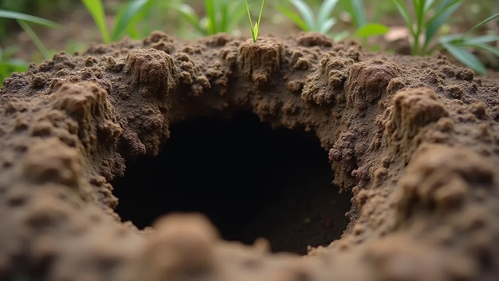 A small hole dug for waste disposal